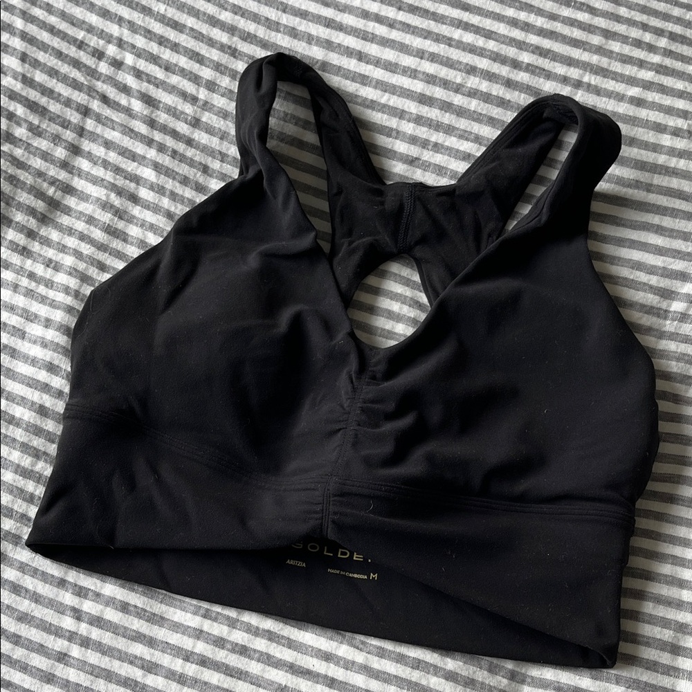 Aritzia Golden Volley Black Sports Bra